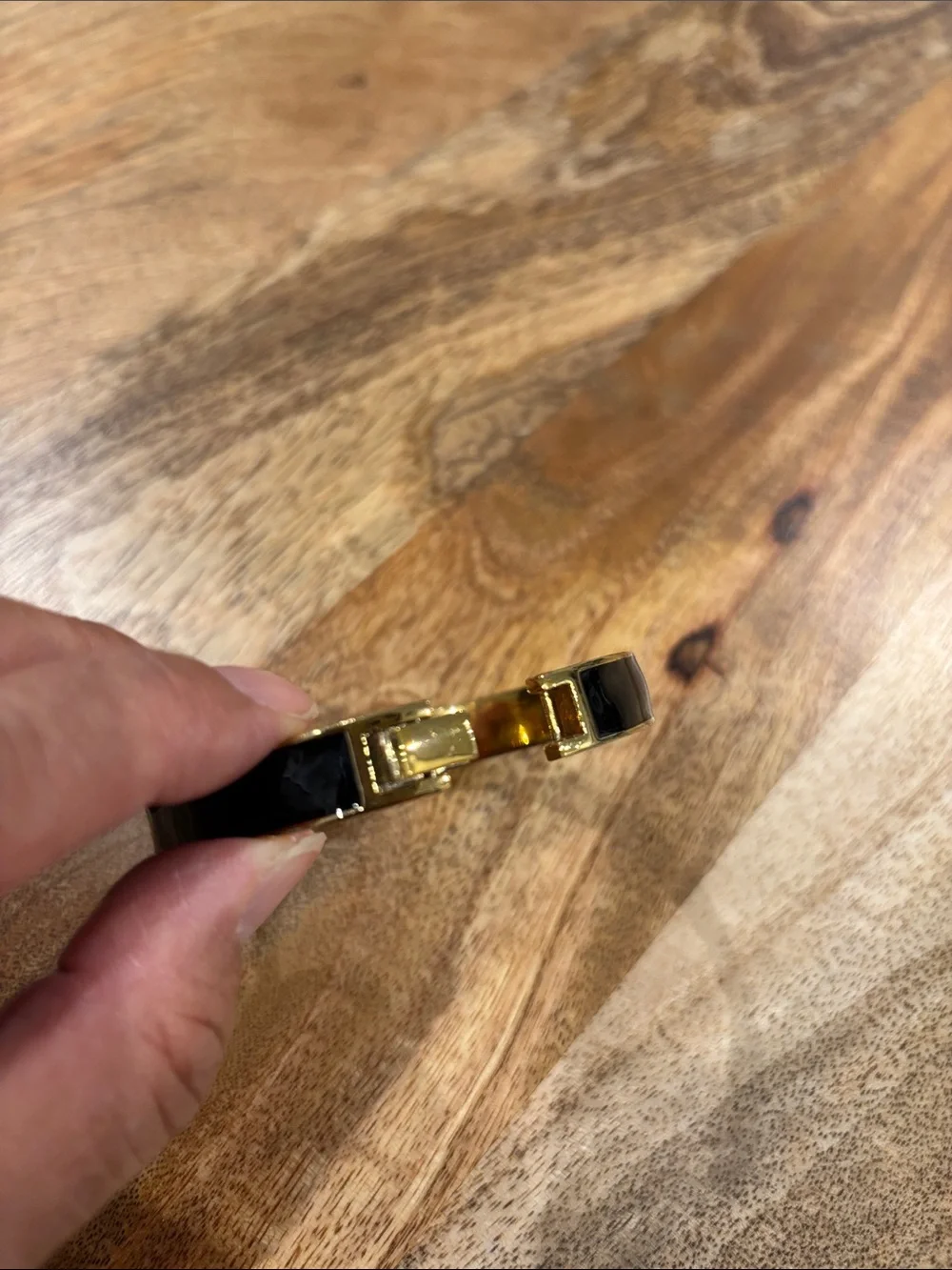 Kate Spade Gold-Tone Black Enamel Heart Bangle Bracelet - Picture 3 of 5